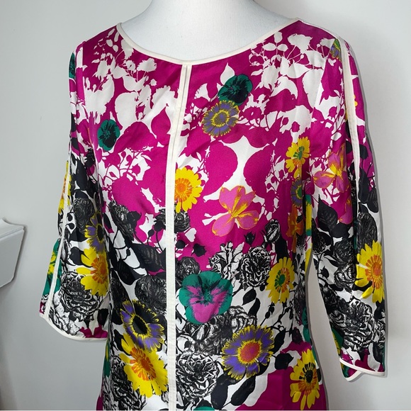 Helios & Luna Silk Floral Tunic Top Blouse Size 6 - Picture 3 of 16